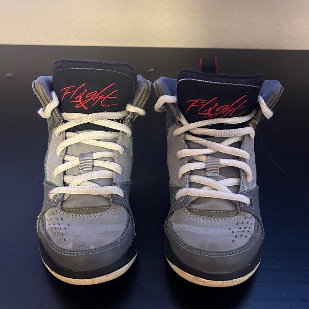 Jordan Kids Gray and Black Sneakers with Red Accents